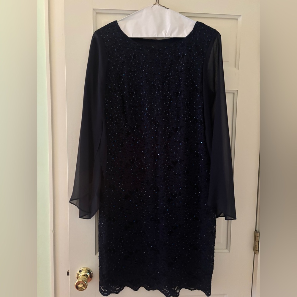 Connected Apparel Navy Long Sleeve Dress